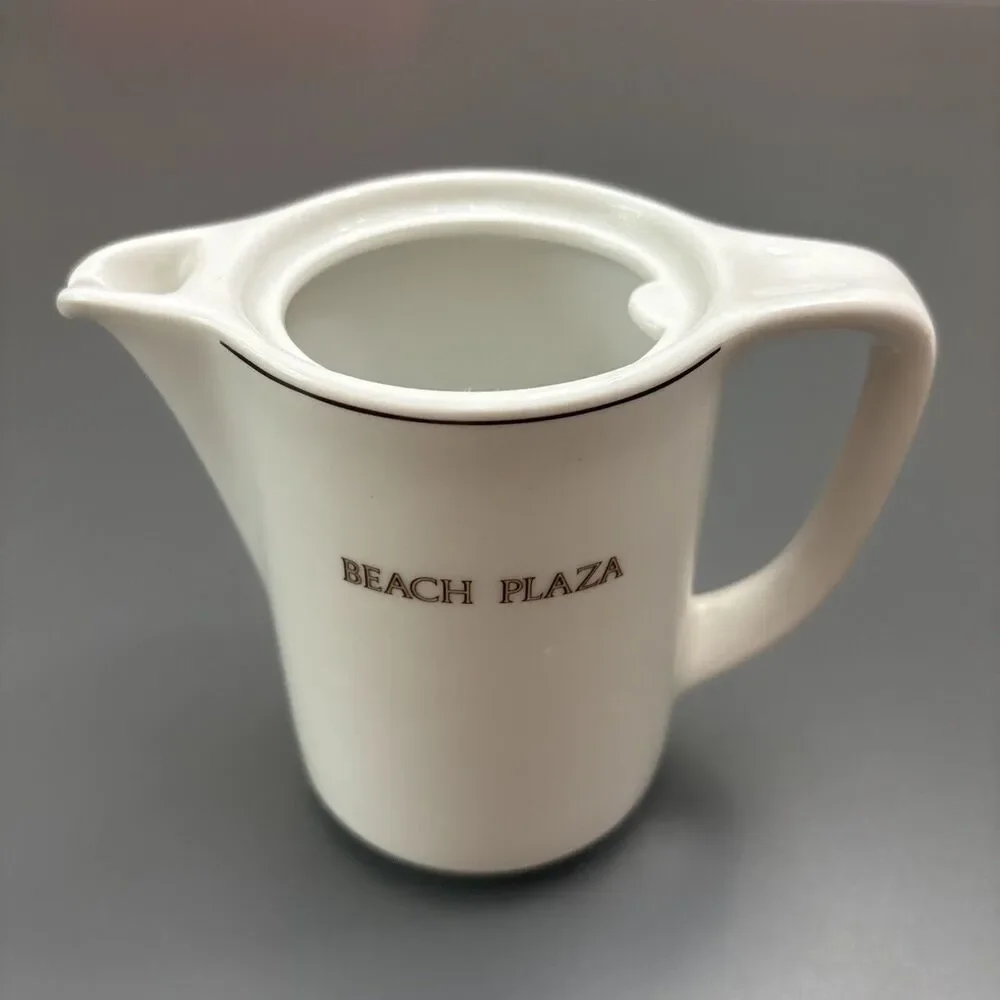 Vintage Schonwald  Germany Teapot And Plate Souvenir “Beach Plaza” Hotel NO LID